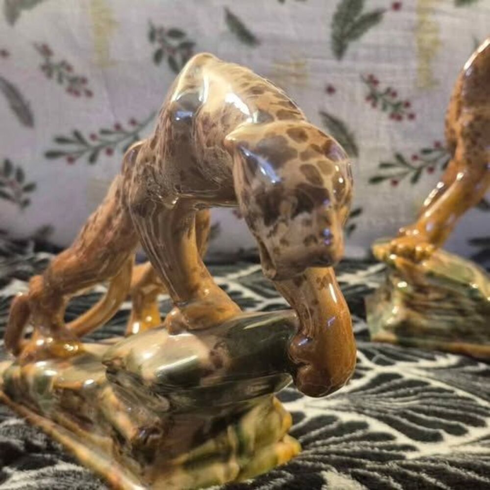 1950s Royal Haeger Mid-Century Ceramic Leopards Jaguar Cats Bookends- a Pair - Picture 6 of 10
